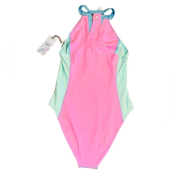 LoveShackFancy x Hurley Max Colorblock Halter Zip High Cut One Piece Swimsuit - Picture 14 of 16
